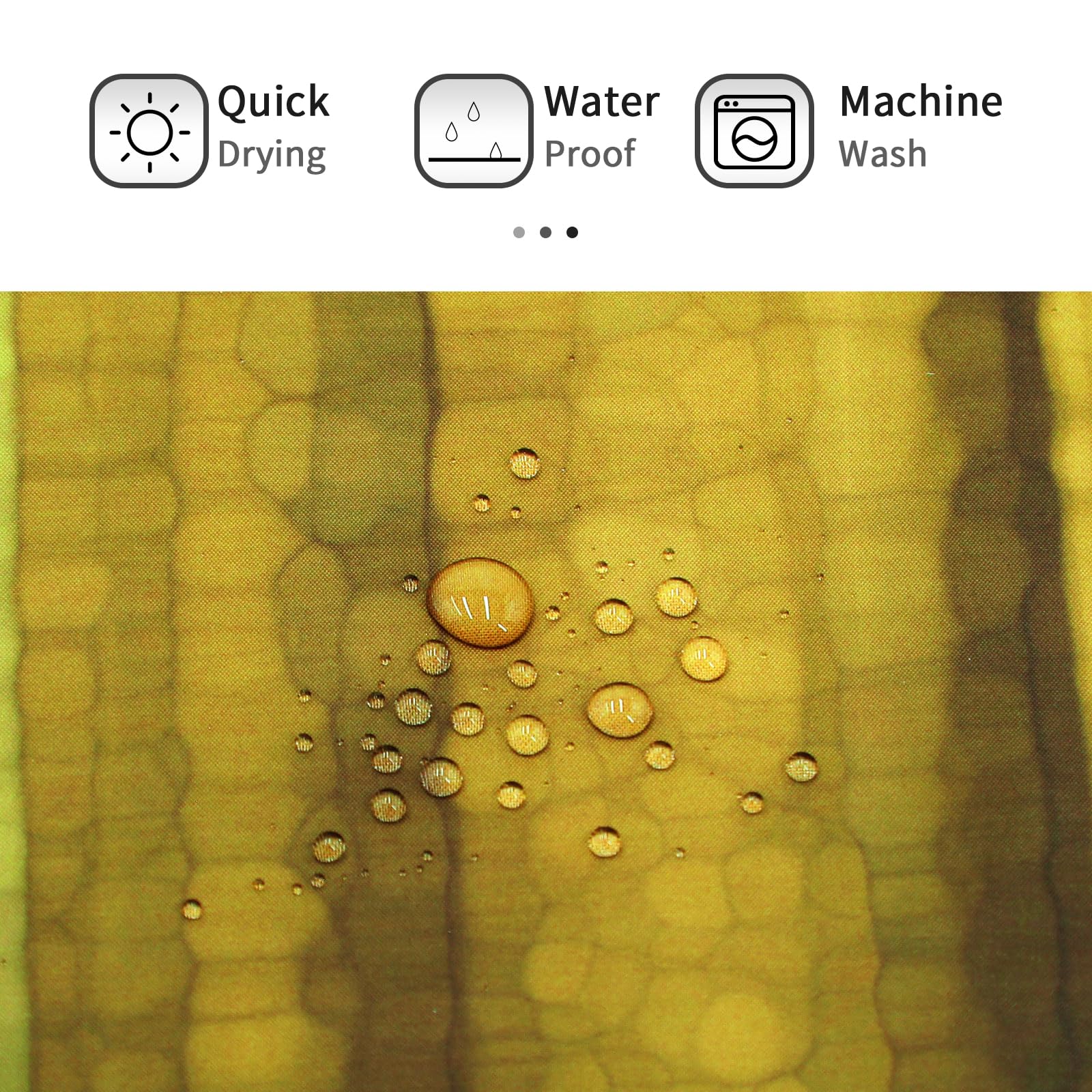 Gibelle Gold Ombre Shower Curtain, Abstract Modern Luxury Waterproof Fabric Shower Curtain, Cool Glass Texture Gold Bathroom Acc